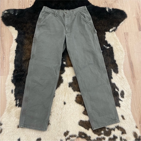 Moss green Carhartt lined carpenter pants - Picture 1 of 5